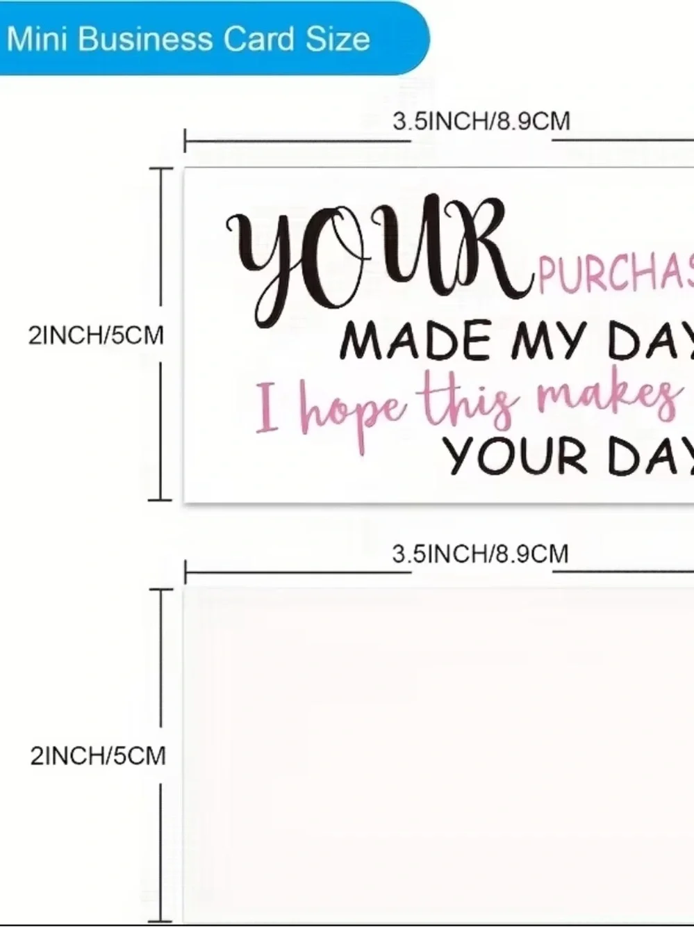 100 “Your Purchase Made My Day I Hope This Makes Your Day” Cards NIP